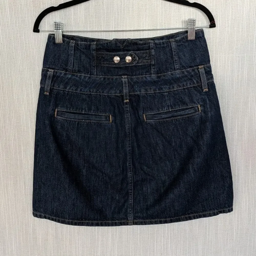 Re/done Denim Corset Mini Skirt Womens 27 Indigo Blue Flow Cotton Button Front
